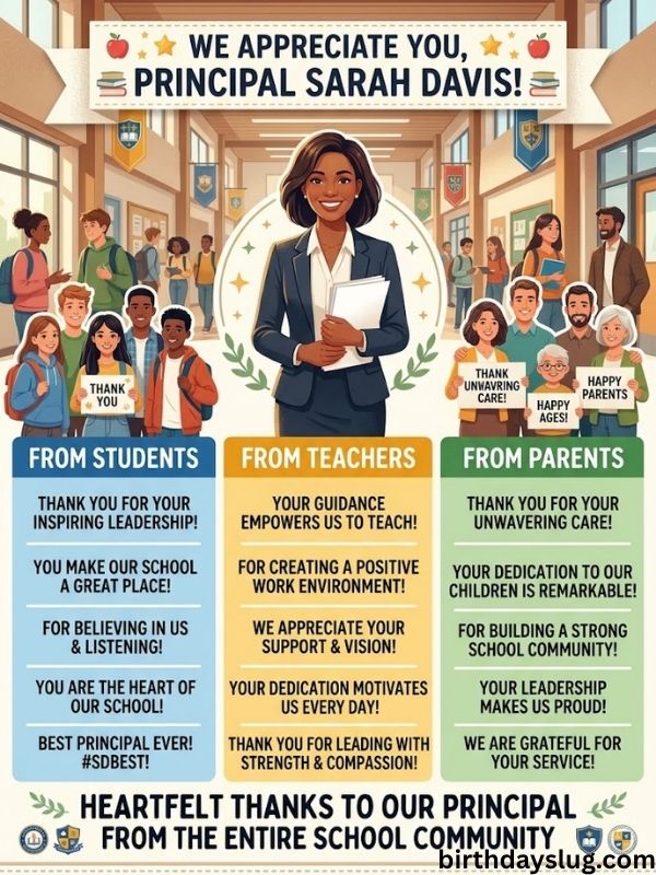 Appreciation Lines for Principal From Students, Teachers, and Parents