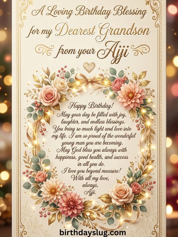Blessing Birthday Wishes for Grandson from Ajji (Grandmother)