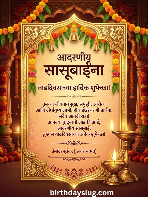 Marathi Shayari / Kavita for Mother-in-Law's Birthday
