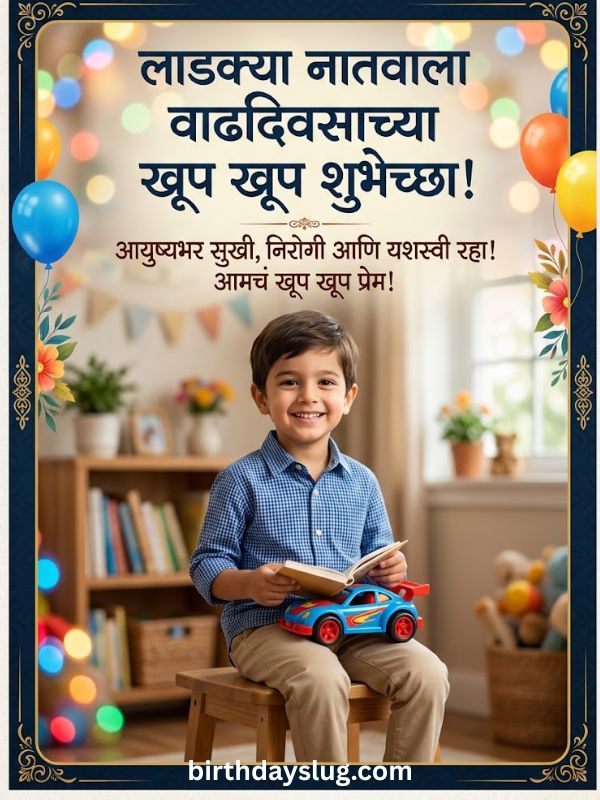 नातवासाठी WhatsApp, Instagram आणि Greeting Card साठी शुभेच्छा