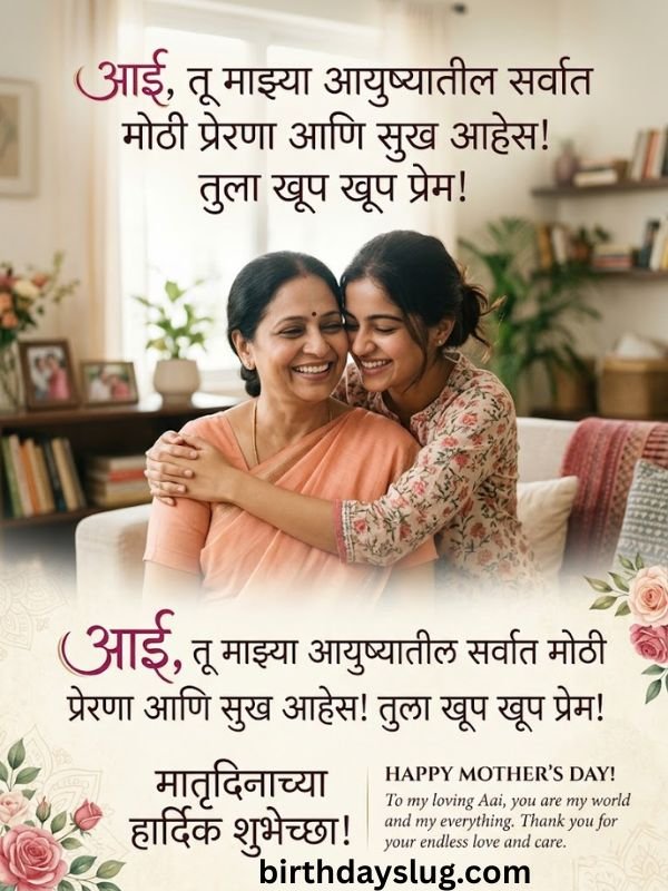 आईसाठी हृदयस्पर्शी शुभेच्छा (मराठी व इंग्रजीत)