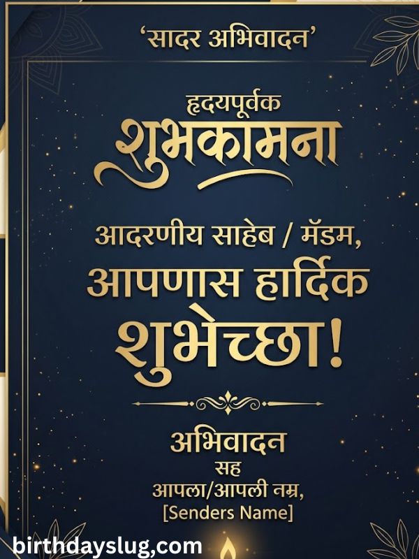 औपचारिक व आदरयुक्त शुभेच्छा (साहेब/सर/मॅडमसाठी)