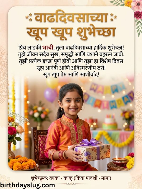 नात्यानुसार भाचीसाठी शुभेच्छा