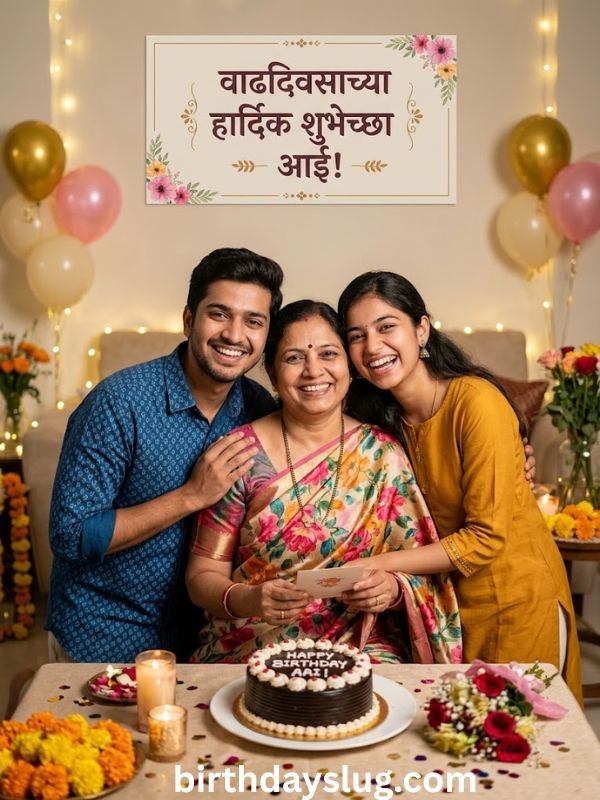 मुलाकडून व मुलीकडून आईला वाढदिवसाच्या शुभेच्छा