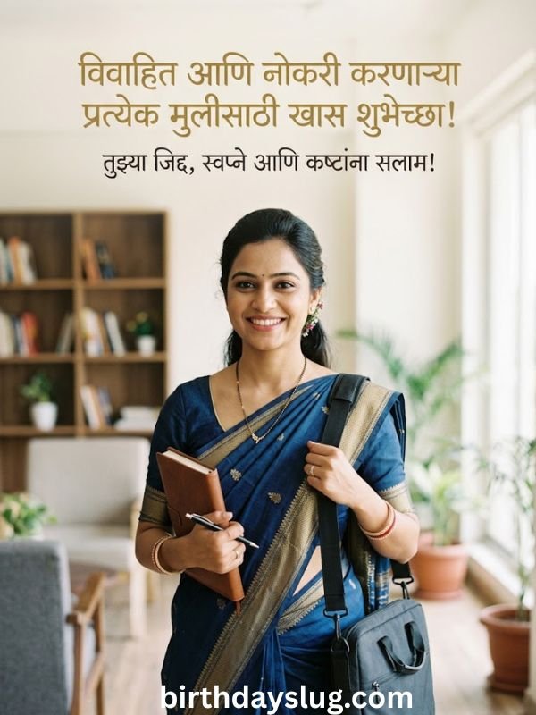 विवाहित किंवा नोकरी करणाऱ्या मुलीसाठी खास शुभेच्छा