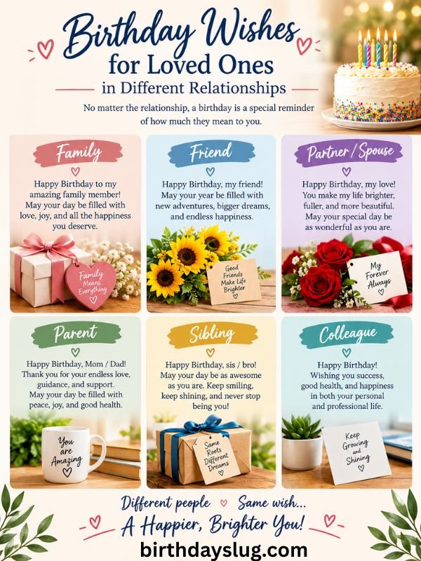 Birthday Wishes for Loved Ones in Different Relationships